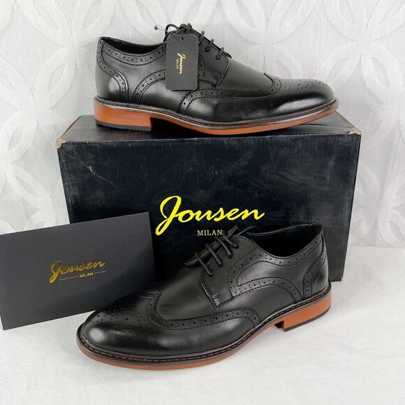 Jousen Milan AMY601 Black Wingtip Dress Shoes NIB - Picture 1 of 6